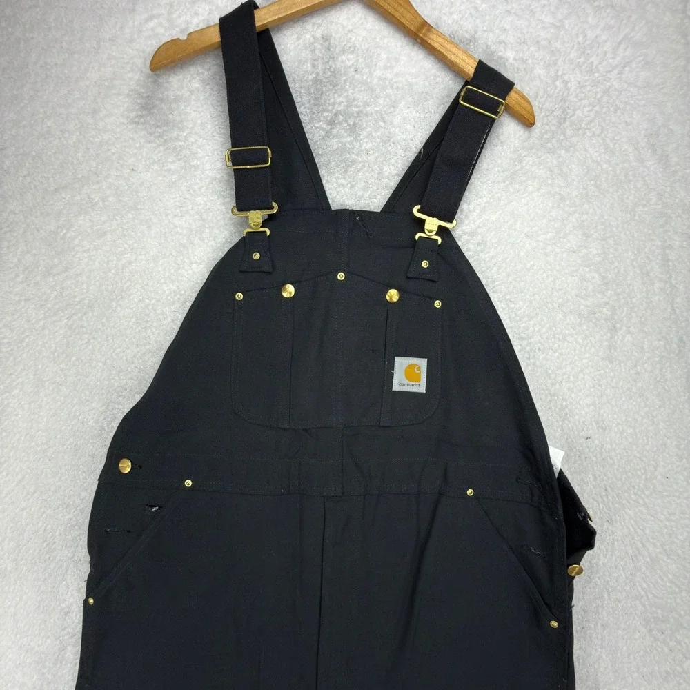 Carhartt Double Knees Duck Bibs Overalls Mens 40x32 R01 BLK Black NWT NOS READ‎